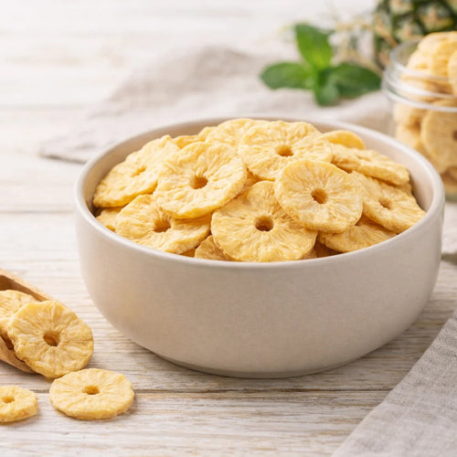 Şeker İlavesiz Doğal Dondurularak Kurutulmuş Ananas Dilimleri - Katkısız ve Koruyucusuz Sağlıklı Atıştırmalık