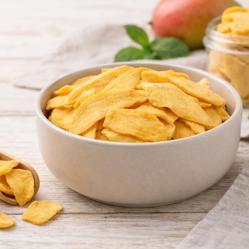Şeker İlavesiz Doğal Dondurularak Kurutulmuş Mango Dilimleri - Katkısız ve Koruyucusuz Sağlıklı Atıştırmalık